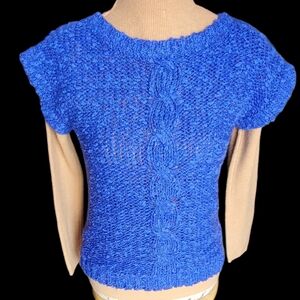 Vtg. Cabled Knit Blue Sweater by Wood Ward's Collection